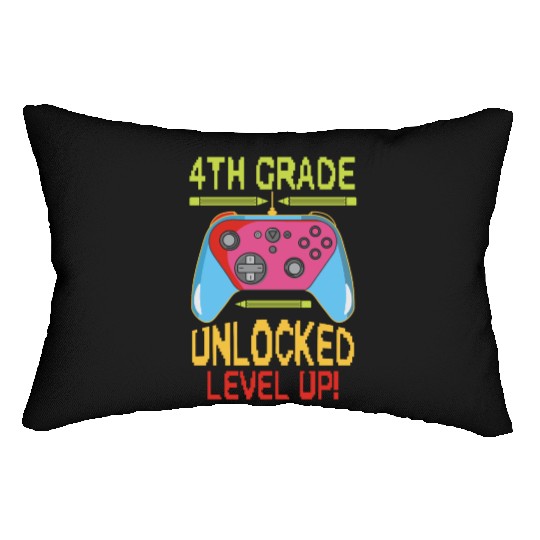 4th Grade Unlocked Level Up Video Gamer Lumbar Pillows Back