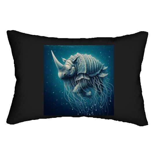 The jellyfish-rhino Lumbar Pillows