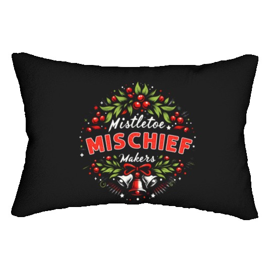 Mistletoe Mischief Makers Funny Matching Christmas Lumbar Pillows