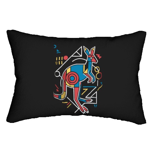 Geometric Kangaroo Art Colorful Abstract Lumbar Pillows