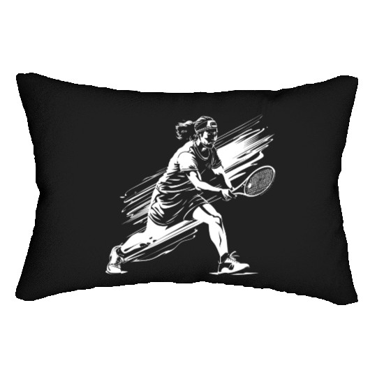 Tennis Player Sketch Lumbar Pillows