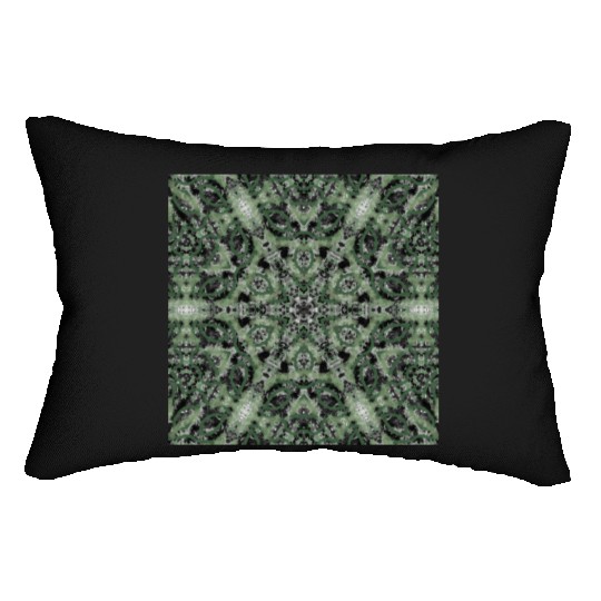watercolor green white black mandala Lumbar Pillows