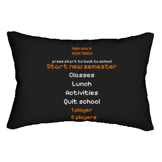 back to school pixel retro video game Lumbar Pillows