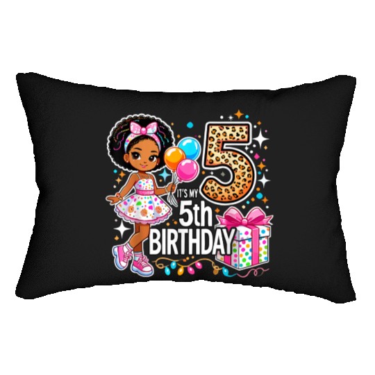 Its My 5th Birthday African American Black Girl 5 Lumbar Pillows
