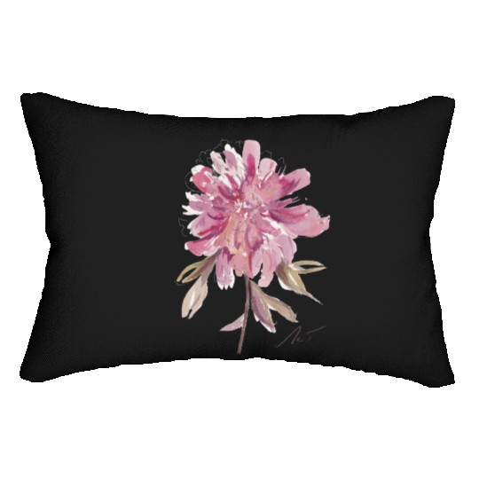 Peony loose watercolor hand-painted Lumbar Pillows