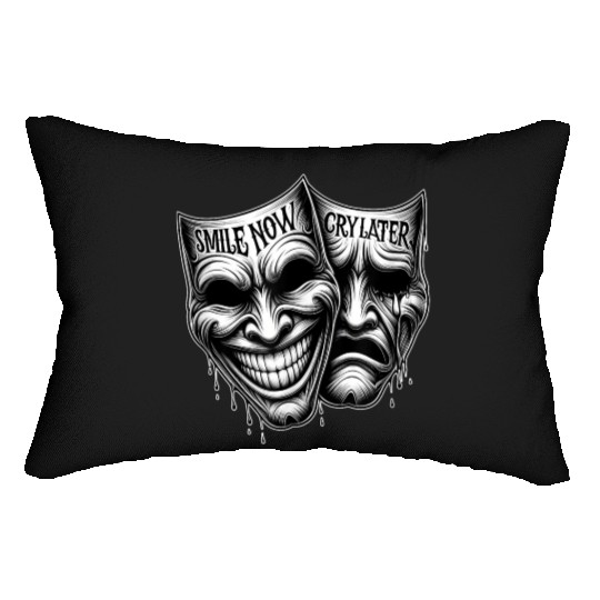 SMILE NOW CRY LATER Drama Masks Payaso Cholo Tatto Lumbar Pillows