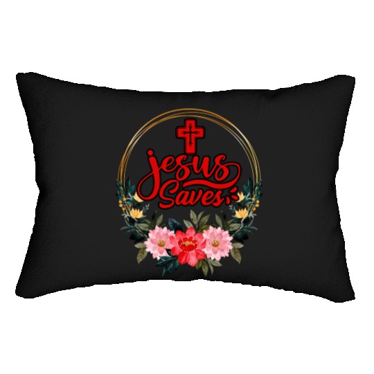 Jesus Saves Bible Text Love Jesus Christian Lumbar Pillows