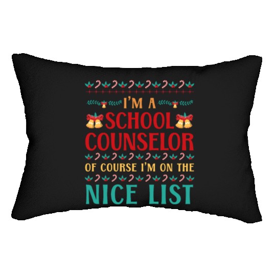School Counselor Christmas Ugly Lumbar Pillows