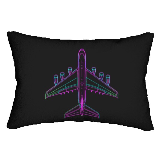 Aircraft Drawing 80s Look Lumbar Pillows