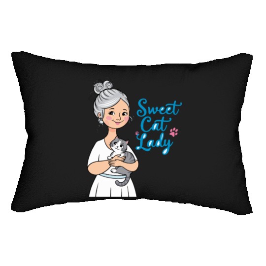 sweet cat lady Lumbar Pillows