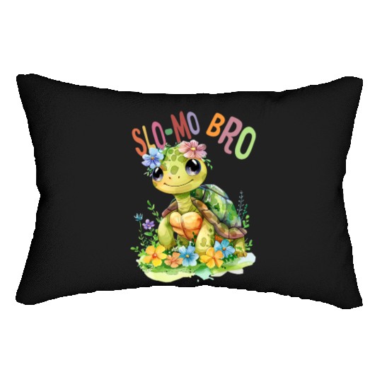 turtle with flowers cute turtles shielded Slo mo b Lumbar Pillows