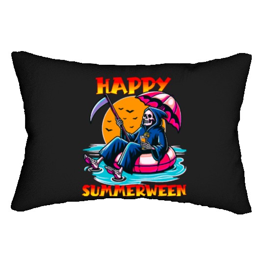 Happy Summerween Float Summer Halloween Spooky Lumbar Pillows