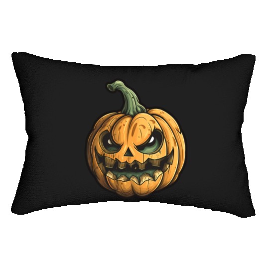 Grinning Green Stem Jack-O-Lantern Lumbar Pillows