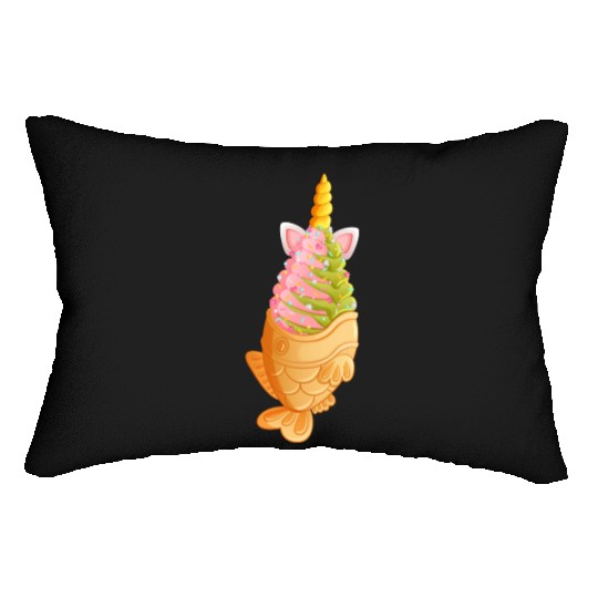 Unicorn Taiyaki Ice Cream With Colorful Sprinkles Lumbar Pillows
