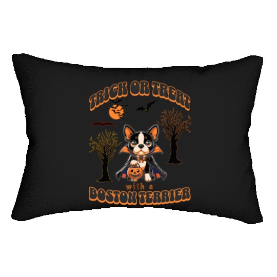 Trick or Treat with a Boston Terrier Halloween Lumbar Pillows