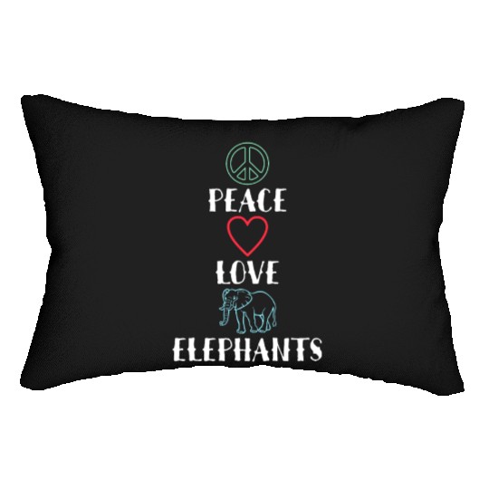 Peace Love Elephants Inspiring Funny Animal Lover Lumbar Pillows