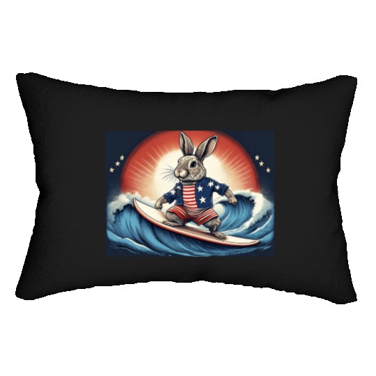 Stars & Stripes Surfer Bunny Lumbar Pillows