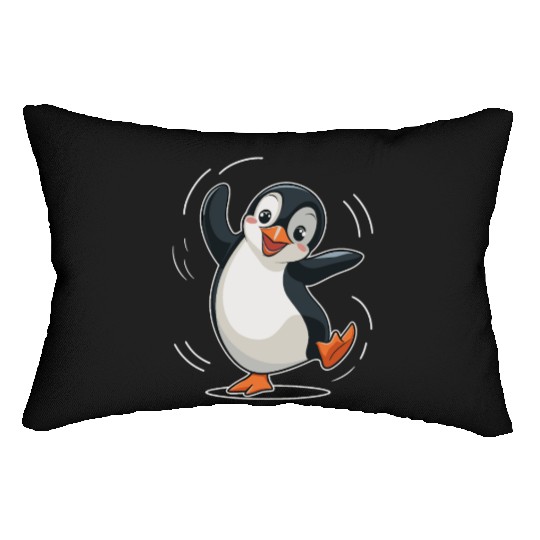 Happy Dancing Penguin Cartoon Illustration Lumbar Pillows