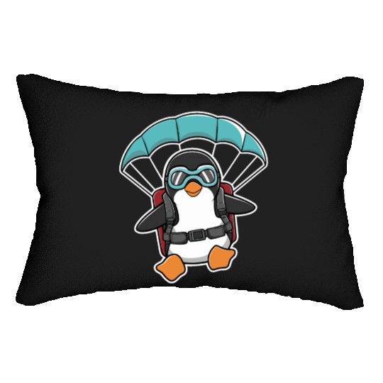 Parachuting Penguin With Goggles Lumbar Pillows