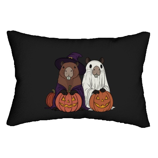 Happy Halloween with the Capybaras Lumbar Pillows