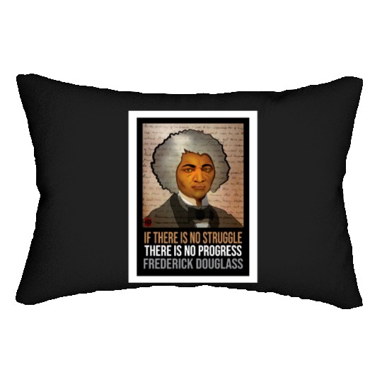 Frederick Douglass illustrated portrait and quote Lumbar Pillows