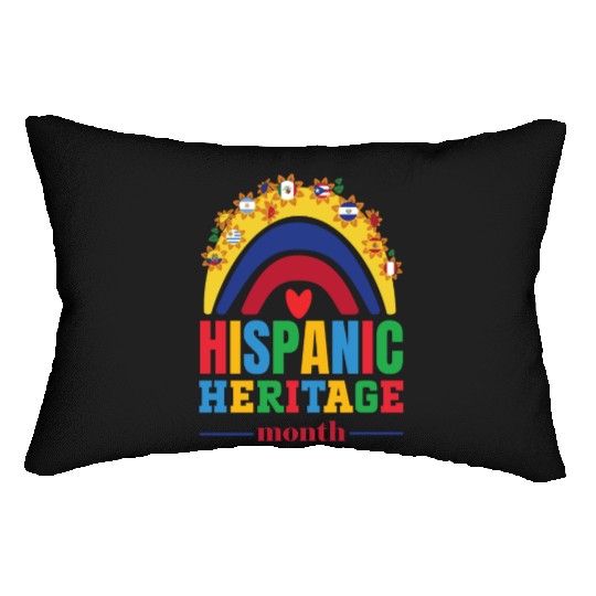 Hispanic heritage month flags colorful rainbow col Lumbar Pillows