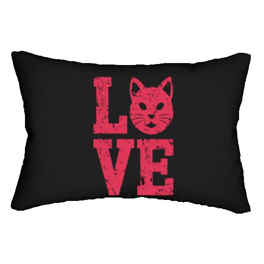 Love funny cat face Lumbar Pillows