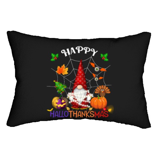 Happy HalloThanksMas Gnome Lumbar Pillows