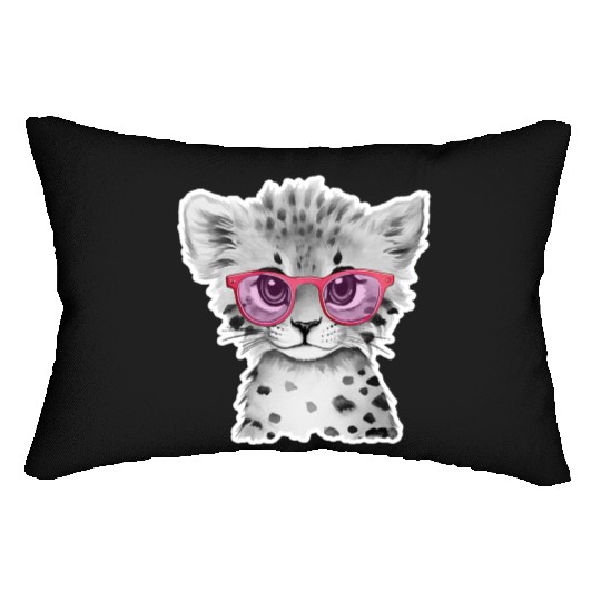 cheetah Animals with Glasses Lumbar Pillows