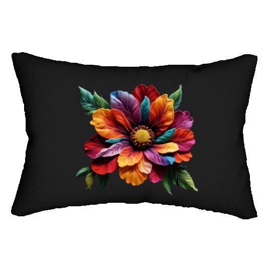 Spectrum Bloom - A Symphony of Floral Hues Lumbar Pillows