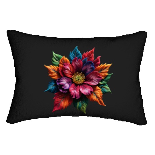Spectrum Bloom - The Vivid Floral Symphony Lumbar Pillows