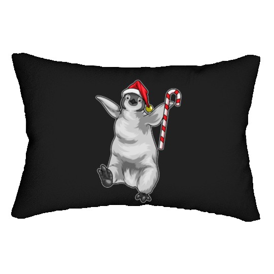 Penguin Christmas Candy cane Lumbar Pillows