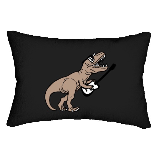 T. Rex Dino DJ Dinosaur Party Animal Plays Guitar Lumbar Pillows