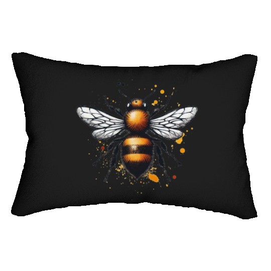 Honey Bee Insect Art Lumbar Pillows