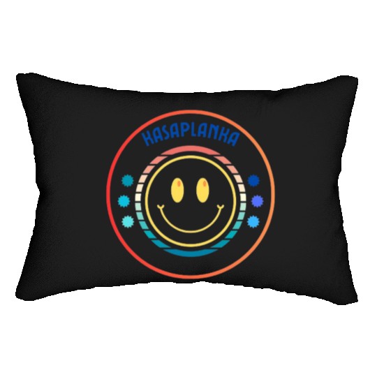 Cream Black Retro Smile T Lumbar Pillows