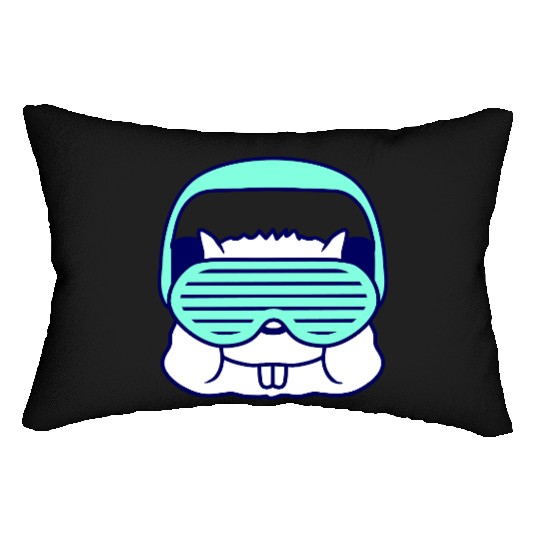 Cute DJ Hamster Party Animal Guinea Pig Pet Face Lumbar Pillows