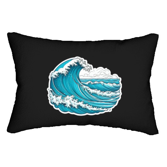 Serene Blue Ocean Waves Lumbar Pillows
