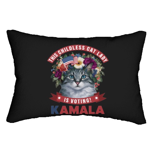 Childless Cat Lady is voting kamala Lumbar Pillows