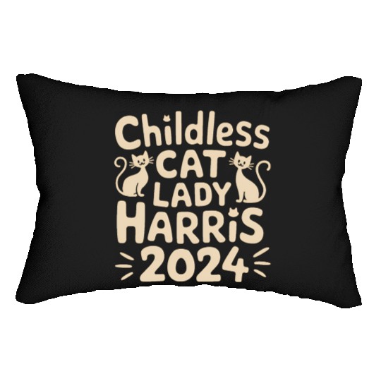 Childless Cat lady Kamala Harris Lumbar Pillows