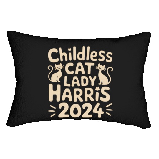 Childless Cat lady Kamala Harris Lumbar Pillows