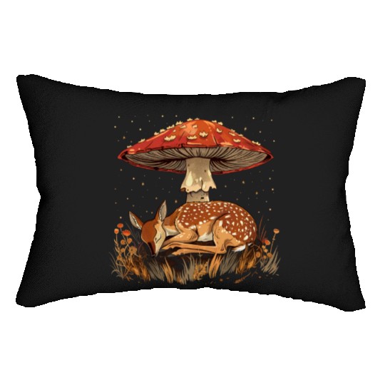 Cottagecore Aesthetic Sleeping Deer Mushroom Witch Lumbar Pillows