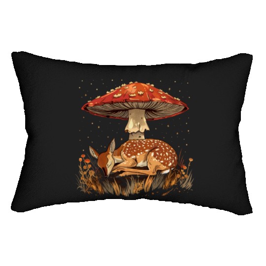 Cottagecore Aesthetic Sleeping Deer Mushroom Witch Lumbar Pillows