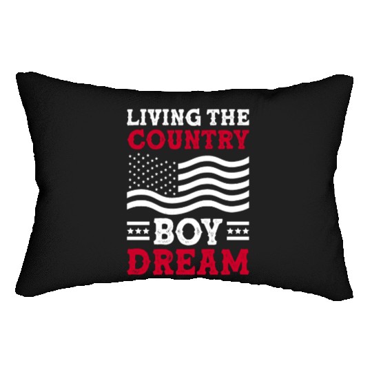Small Town Us Flag Country Livin Boy Lumbar Pillows