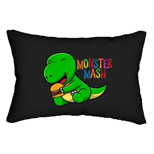 Monster eats hot dog Lumbar Pillows