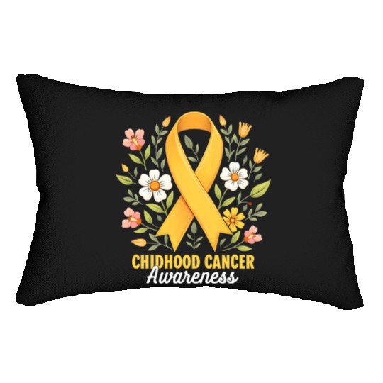 Childhood Cancer Awareness Hippie Flower Ribbon Lumbar Pillows
