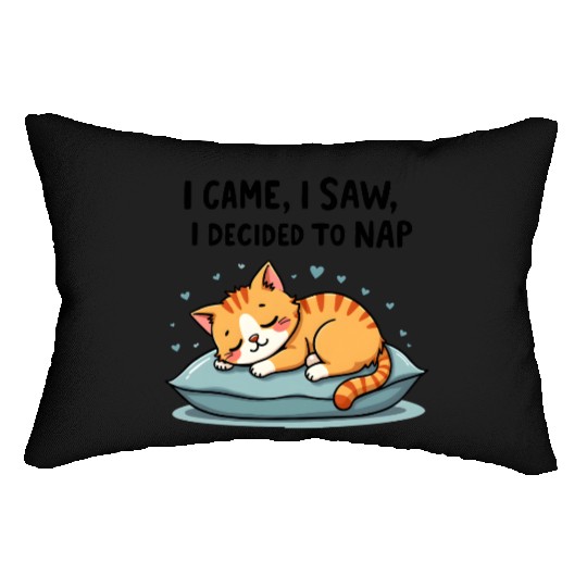Cute Cat Nap Lover Funny Sleepy Naptime Humor Lumbar Pillows