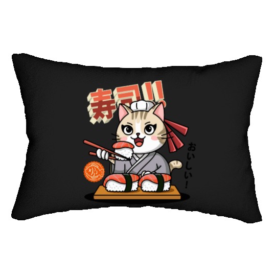 Sushi Chef Cat Adorable Culinary Cat Design Lumbar Pillows
