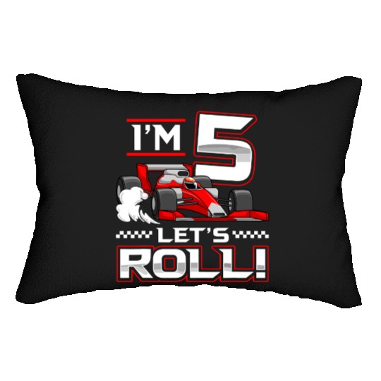 5th Birthday Race Car 5 Year Old Let's Roll Lumbar Pillows