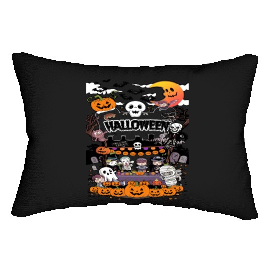 Happy Halloween party Cute chibi cartoon Lumbar Pillows