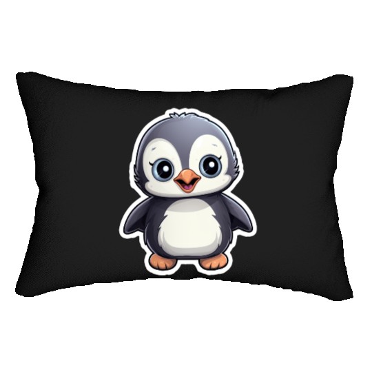 Penguin Famila, Cute Penguin, Penguin logo Lumbar Pillows